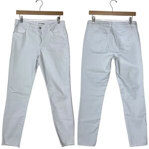 ARTISAN NY sz 6 Cropped Straight Leg Pants Frayed Hems White